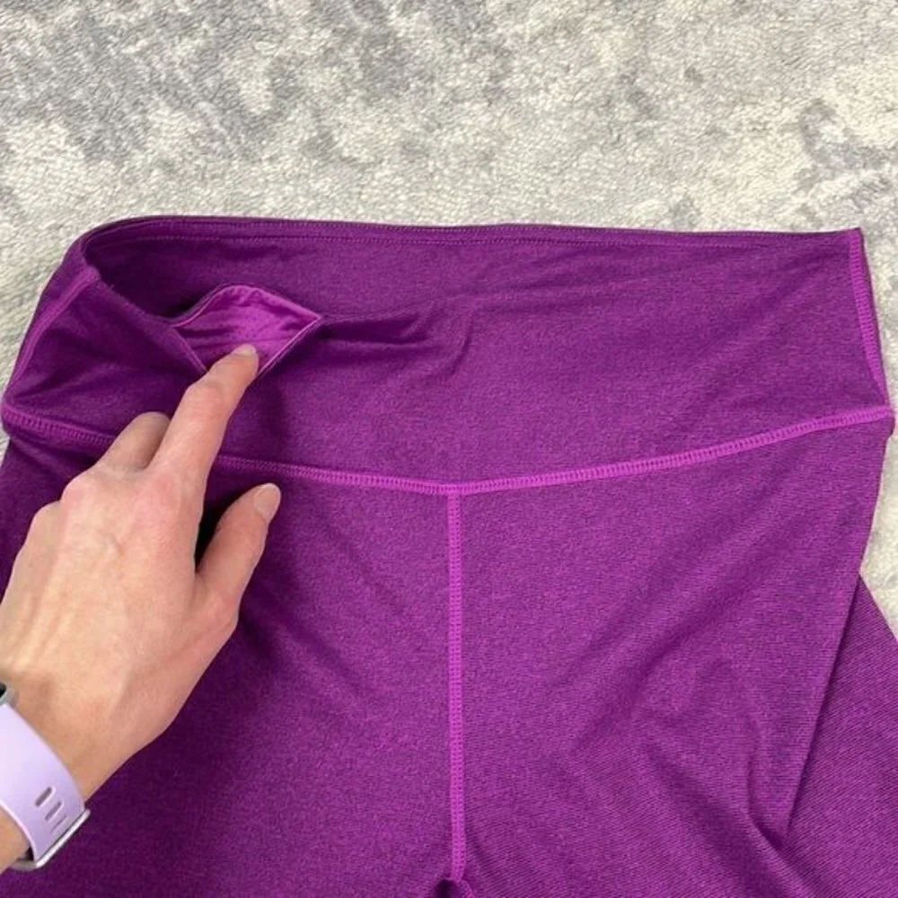 Fabletics Salar Printed PowerHold Leggings Heathered Purple Full Length 29”